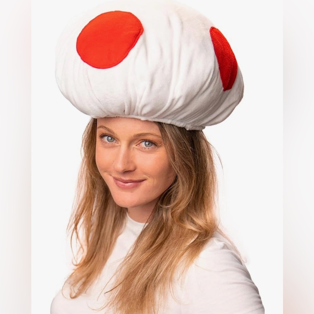 Adult mushroom super Mario hat white red dot